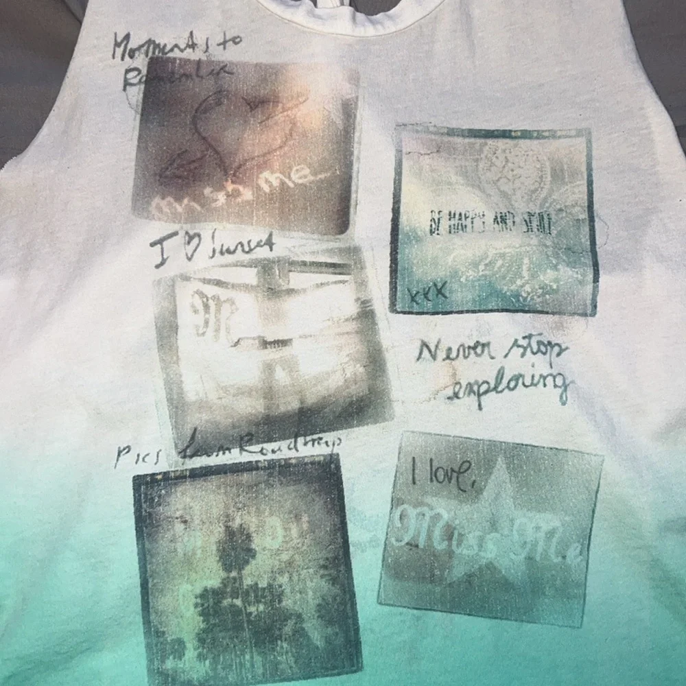 Miss Me White Mint Green Love Life Twisted Back Tank Top - Picture 7 of 11